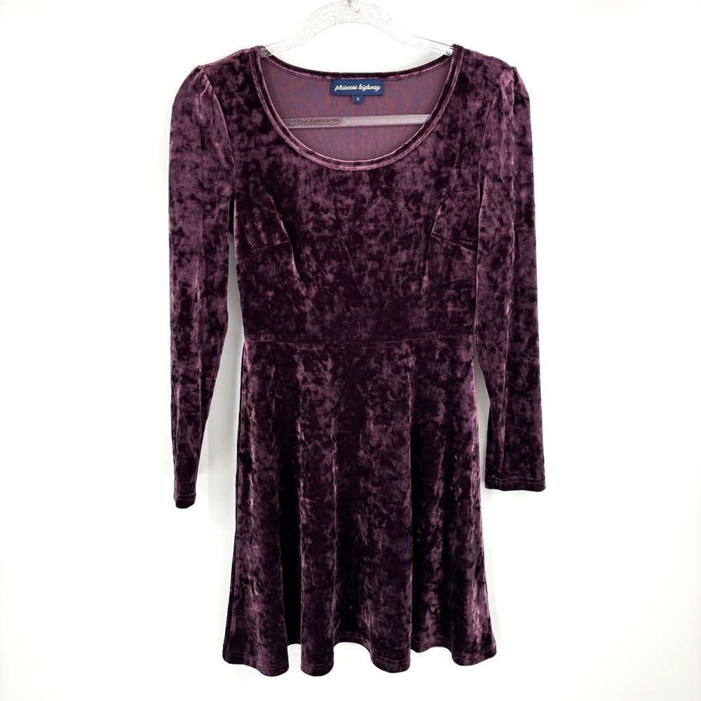 Princess Highway Crushed Velvet Dress Size 6 Plum‎